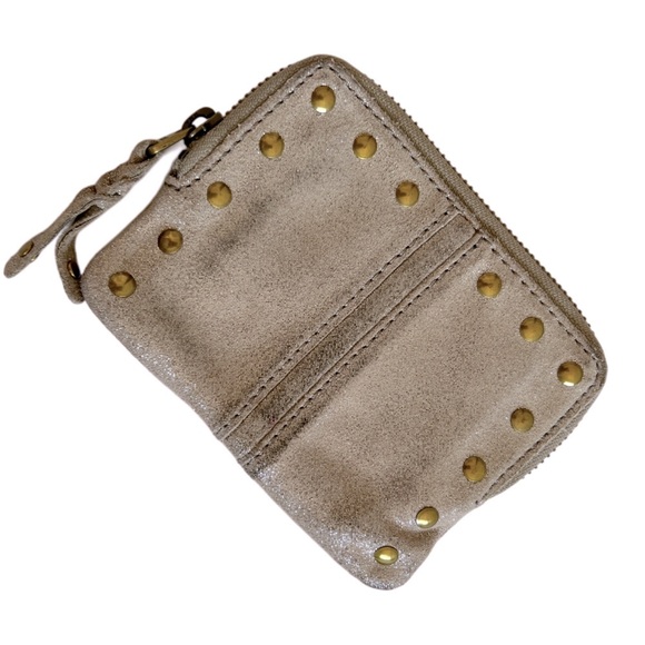 Fossil Genuine Leather Shiny Beige zip up card holder wallet - Picture 5 of 10